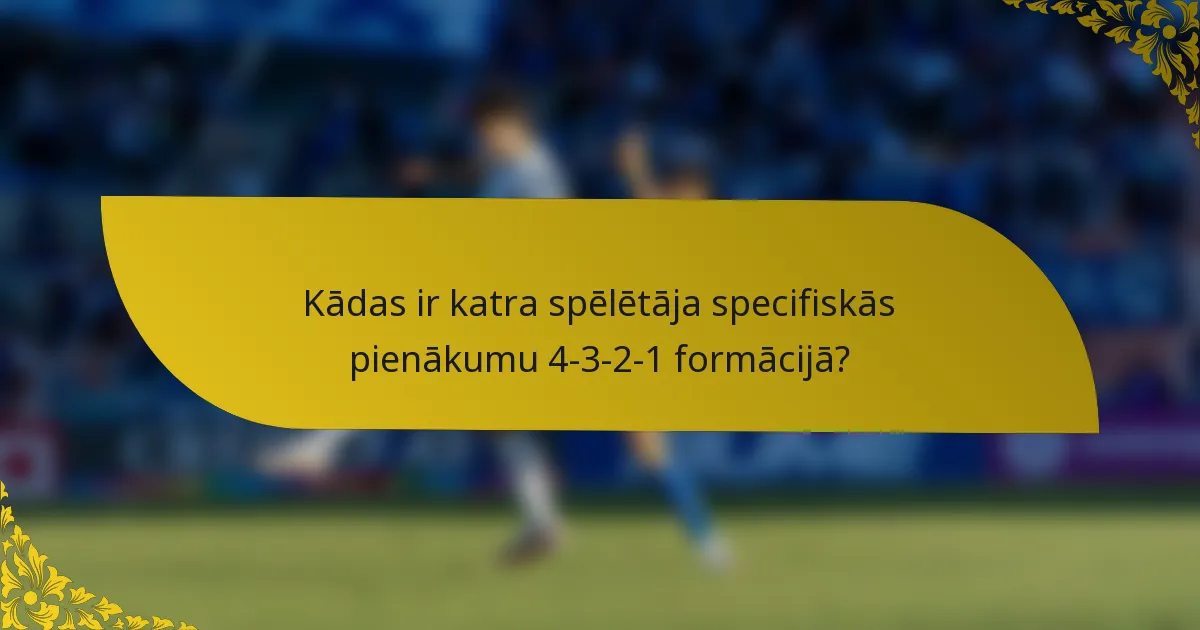 Kādas ir katra spēlētāja specifiskās pienākumu 4-3-2-1 formācijā?